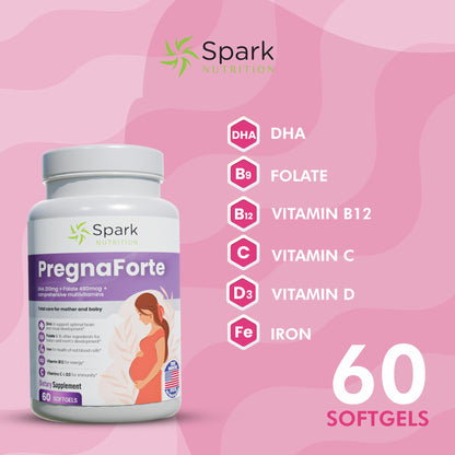 Spark Nutrition Pregnaforte Formula Wellness Supplement - 60-Day Supply Capsules