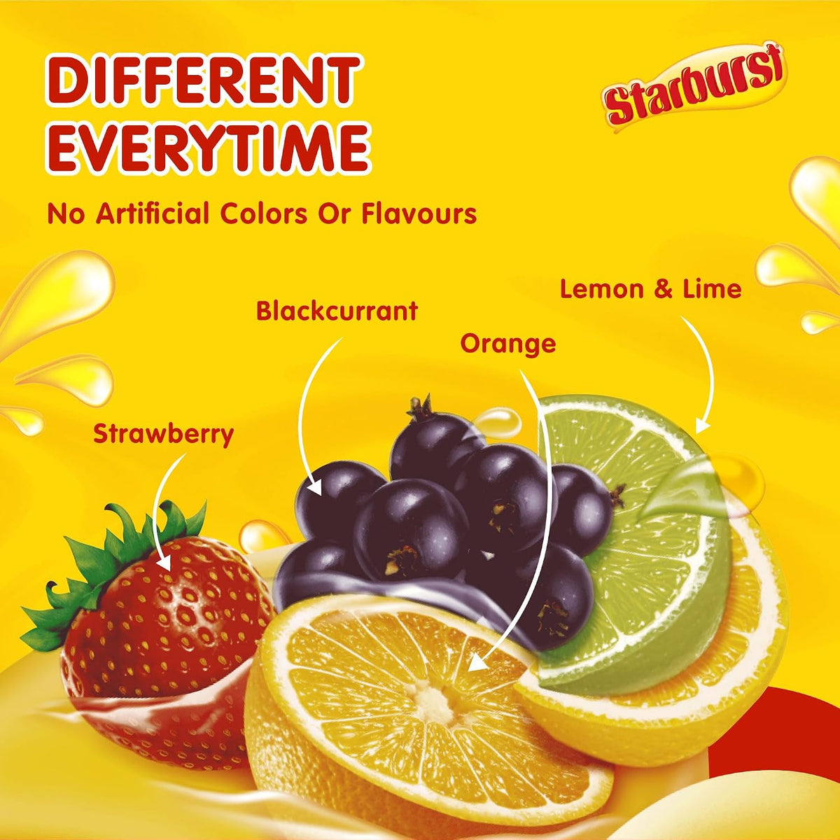 Starburst UK Import Original Fruit Chews - 45g, 24-Count Bursting Juice Playful Fruit & Chewy Candy Bars - Imported Snacks for Parties, Gifting