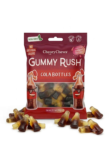 INFIN8 Gummy Rush Cola Bottle Tray Pack, 3.17 oz Chewy Candy, 12-Count Cola-Flavored Gummies