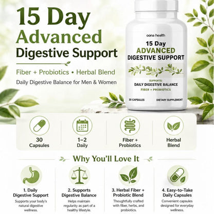 Spark Nutrition 15-Day Digestive Support Dietary Fiber Supplement Herbal Blend Capsules - with Psyllium Husk, Flaxseed, Aloe Vera, Senna Leaf - for Adult Gut Health & Regularity