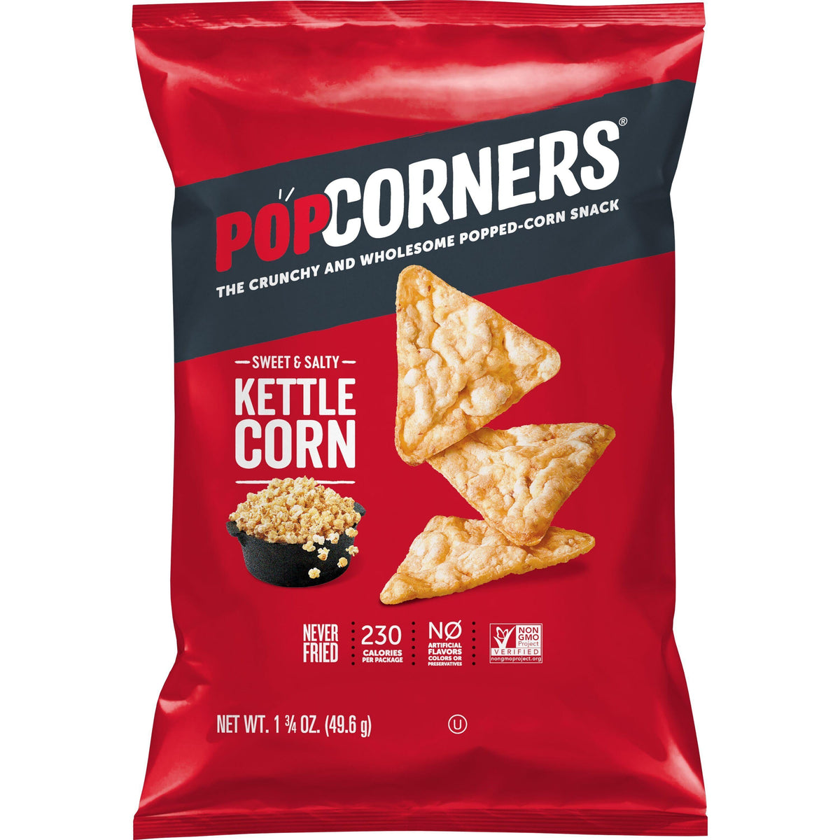 PopCorners Kettle Corn Popped Corn Snacks, 1.75 oz, 24-Count XVL Pack, Sweet and Salty Snack Bags for Ambient Temp Storage