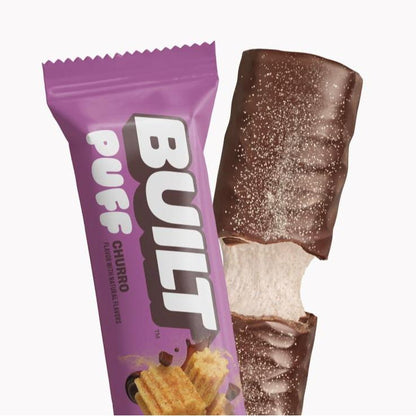 ThayerBUILT Puff Protein Bar, Churro Flavor, 1.41oz, 12 Bars, Box Packaging, Individually Wrapped Crispy Texture On-the-Go Snack