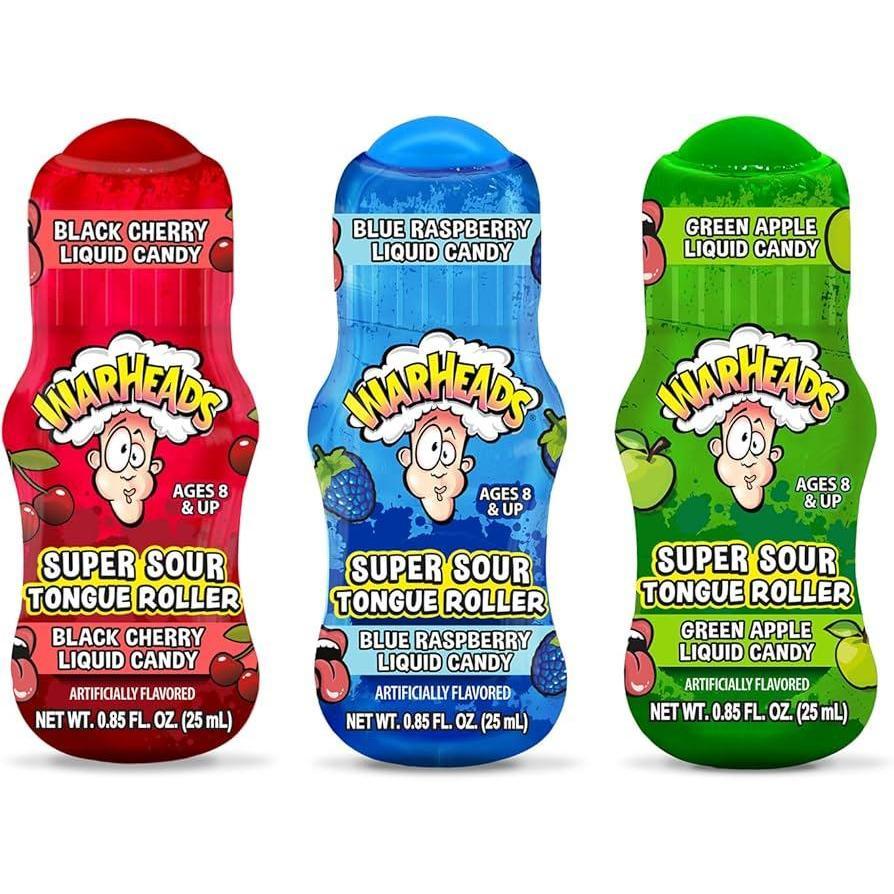 Warheads Extreme Sour Fruit Tongue Roller Candies - 12-Count Tray Pack, 0.85oz Liquid Snack - Party Treats, Candy Challenge Supplies
