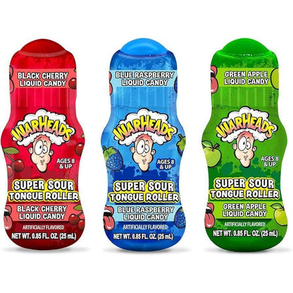 Warheads Extreme Sour Fruit Tongue Roller Candies - 12-Count Tray Pack, 0.85oz Liquid Snack - Party Treats, Candy Challenge Supplies