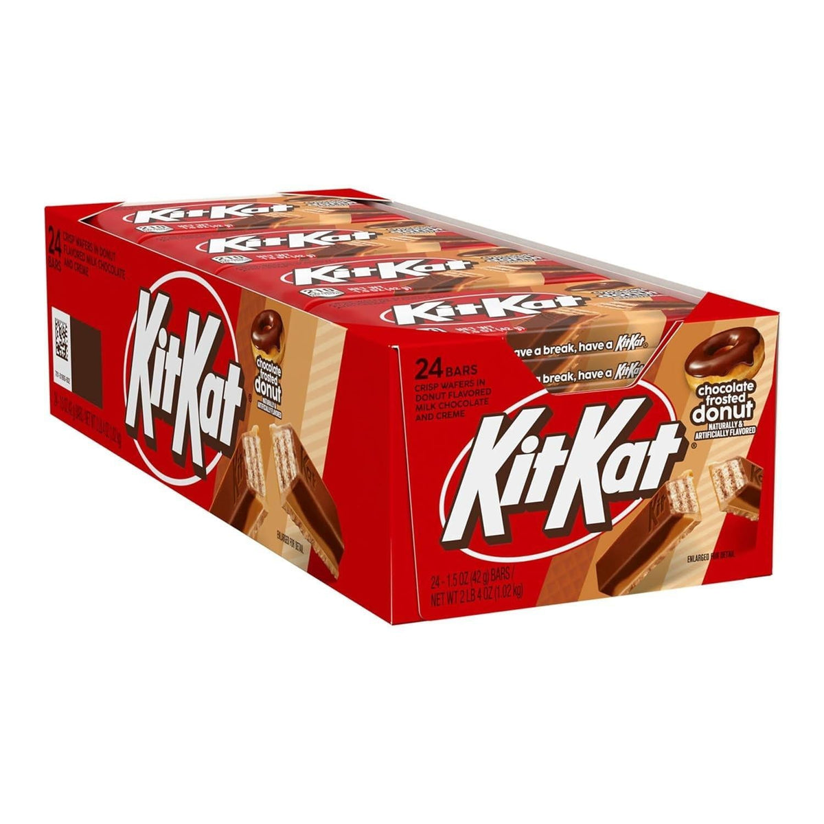 KIT KAT Chocolate Donut Wafer Candy Bar - Sugar-Based Snacks for Adults, Candies, Sweet Treats - 1.5oz, 24ct Box Pack