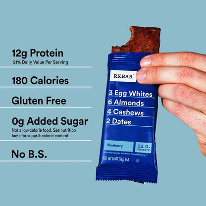 RXBAR Blueberry Natural High-Protein Fruit Snack Bars, 1.8oz, 12-Count Box Pack