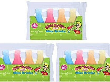 Cry Baby Sour Mini Drink Candy Boxed Set - 4 Small Packs, 18 Count Total, Sweet & Sour Party Treats, Novelty Snacks