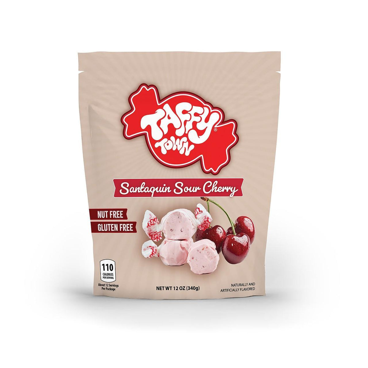 Taffy Town Limited Edition Santaquin Sour Tart Cherries Boiled & Hard Candy - 12oz Sugar Candy, 8 Packs