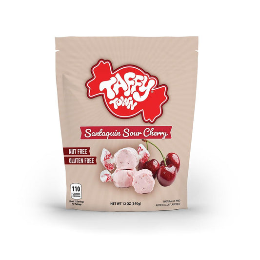 Taffy Town Limited Edition Santaquin Sour Tart Cherries Boiled & Hard Candy - 12oz Sugar Candy, 8 Packs