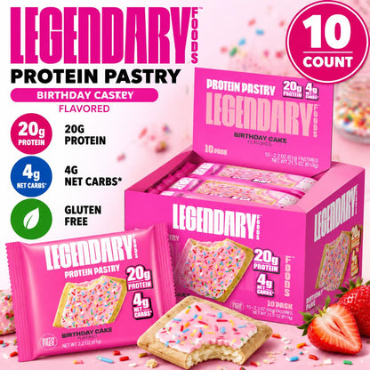 Legendary Protein Pastry Keto Strawberry 10 Count Tray Strawberry Protein Snack