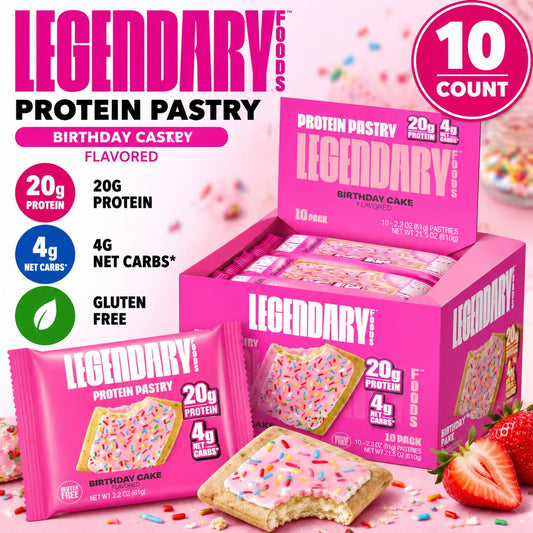 Legendary Protein Pastry Keto Strawberry 10 Count Tray Strawberry Protein Snack