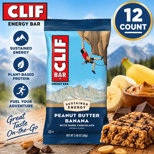 Clif Energy Protein Bar, Sweet Peanut Butter Banana Flavor, 2.4oz, 12-Count Tray Pack Snack