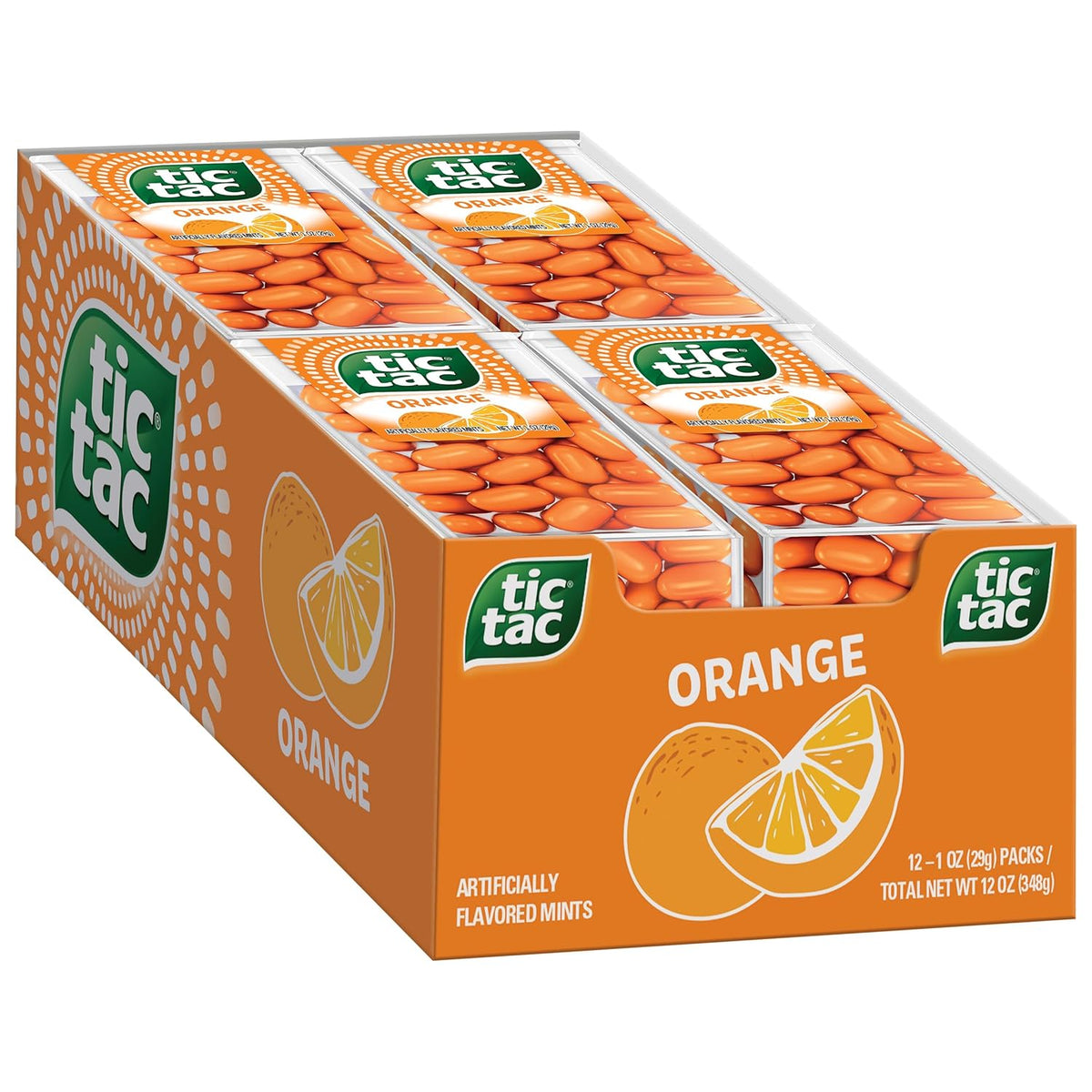 Tic Tac Orange Sugar Breath Mints, 1.7 oz, 12-Pack, Pocket-Size Fresh Breath Candy for Everyday Use