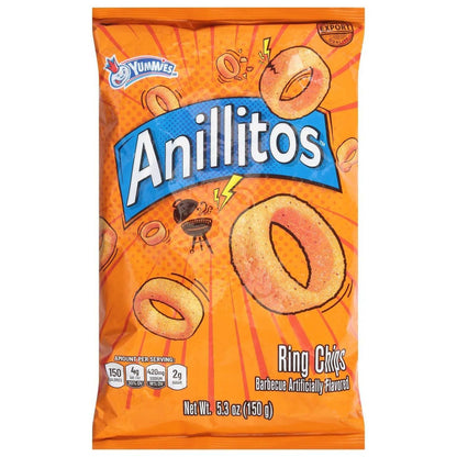Yummies Anillitos Ring Chips - 5.3 oz Barbecue-Flavored Imported Mexican Snack Crisps, 24 Bags Pack, 5.3Oz