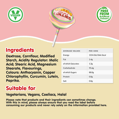Swizzels UK Import Pure Sugar Double Lollies Lollipops, 32g, 36-Count Tray, Assorted Fruit Candy