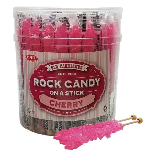 Espeez Pink Cherry Rock Candy on a Stick Jar - 36 ct, 6.5 in Snacks, Candy