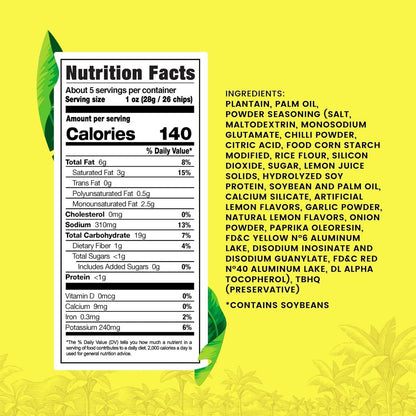 Yummies Zambos Plantain Chips - Picositas Chili Lime, 5.3oz, 24 Count Spicy Snack Chips, Candy