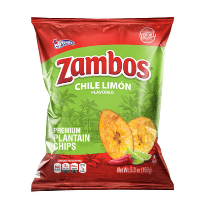 Yummies Zambos Plantain Chips - Picositas Chili Lime, 5.3oz, 24 Count Spicy Snack Chips, Candy