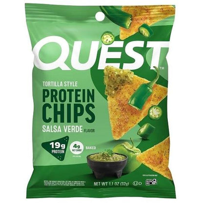 Quest Protein Chips Salsa Verde Tortilla 1.1 oz 8 Count High Protein Savory Chips