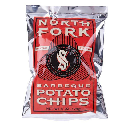 North Fork Kettle-Cooked Potato Chips, Barbecue Flavor, 6 oz, 12 Count - Crispy, Crunchy, Savory Gourmet Potato-Based BBQ Snack Chips