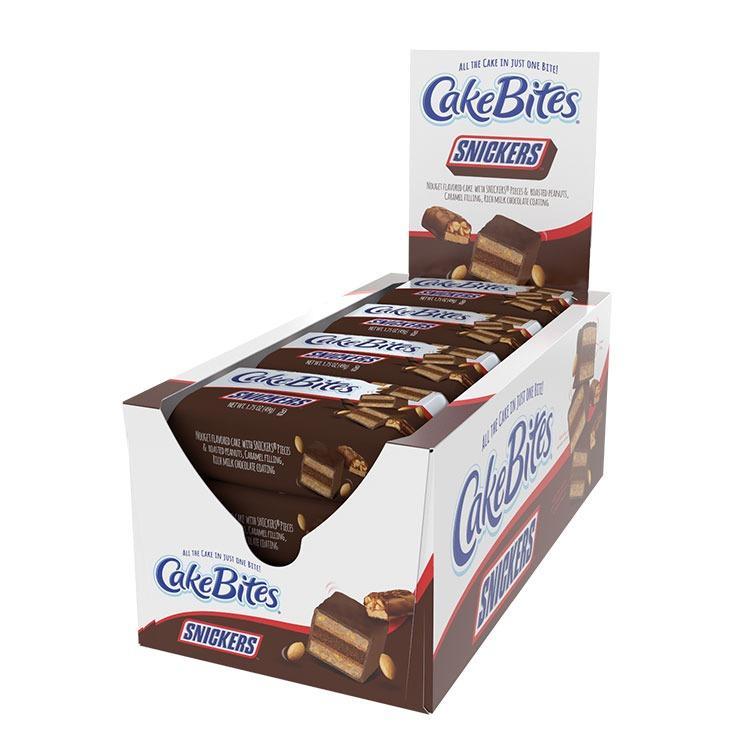 Snickers Nougat-Flavored Cakebites with Rich Coating, 12-Piece Chocolate Caramel Peanut Cake Cookies, 1.75 oz Chocolate Snacks
