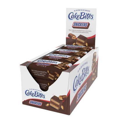 Snickers Nougat-Flavored Cakebites with Rich Coating, 12-Piece Chocolate Caramel Peanut Cake Cookies, 1.75 oz Chocolate Snacks
