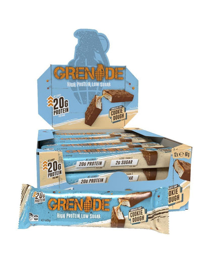 Soft Grenade UK Chocolate Chip Cookie Dough Protein Bar - 2.12 oz, 12 Bars, Imported British High-Protein Fitness Snacks