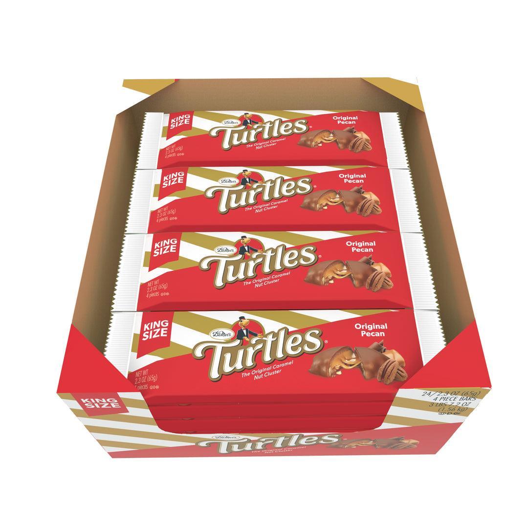 Demet Turtles Original Pecan Caramel Nut Cluster King Size Chocolate Bars, 2.3 oz Each, 24 Bars Count