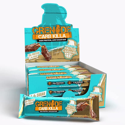 Grenade UK Chocolate Chip Salted Caramel High Protein Bars (2.12 oz, 12-Count Box Pack) - Imported British 12 Bars, Ambient Temp Healthy Snacks
