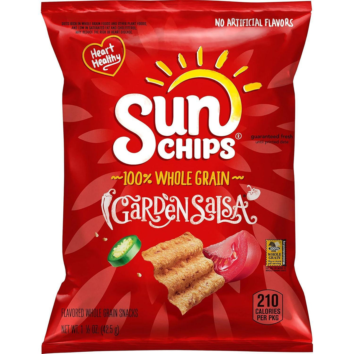 SunChips Garden Salsa Multigrain Chips, 1.5oz Bagged Individual Snack Bags, 64 Count