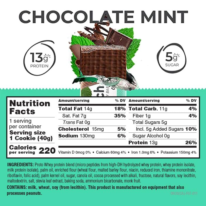Power Crunch Protein-Rich Wafer Bars, Mint Chocolate Flavor, 1.4 oz, 12 Count Crispy Snack Bars