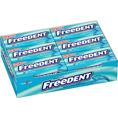 WRIGLEY'S FREEDENT Spearmint Flavor Sugar-Free Chewing Gum Snacks, 5-Stick Gum Packs (12-Pack Bulk Set)
