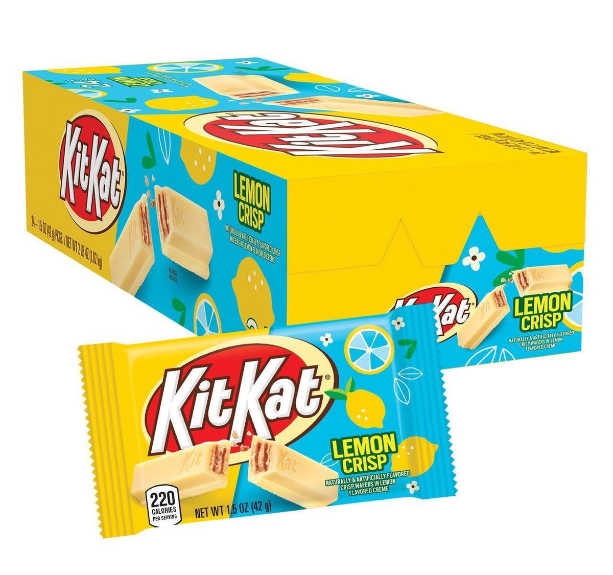 Kit Kat Lemon Crisp Sugar-Infused White Chocolate Wafer Candy Bars, 1.5 oz, 24-Count Snack Bars, 24 Bars