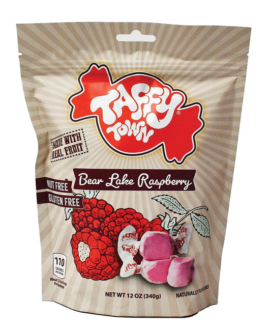 Taffy Town Salt Water Taffy - Bear Lake Raspberry Flavor, Sugar-Sweet Candy Pouch, 12oz, 8 Packs