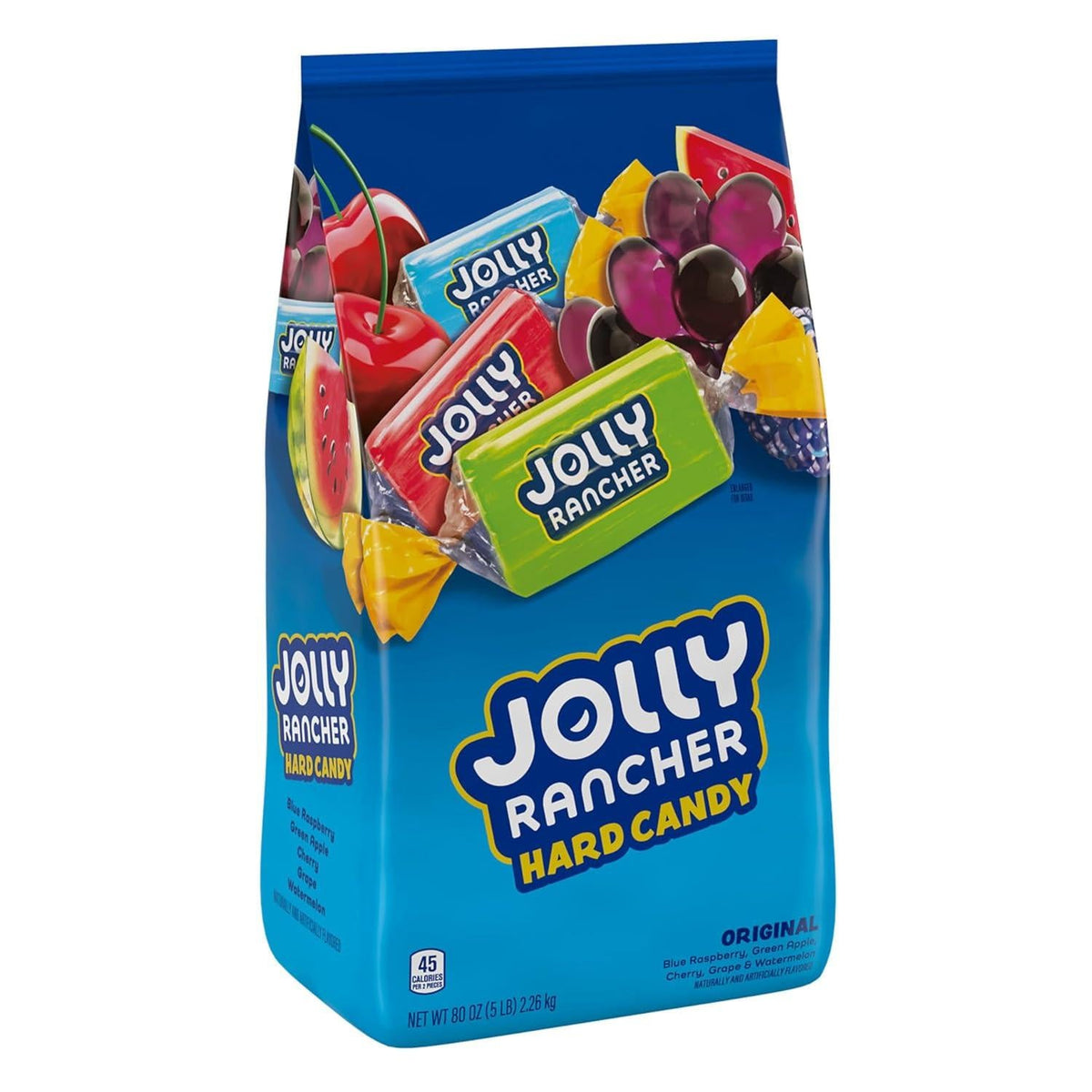 Jolly Rancher Original Hard Candies, 5 lb Bulk Large Bag - Assorted Fruit-Flavored, Individually Wrapped Sweet Snack with Watermelon Flavor | Candy Bowl, Party Uses