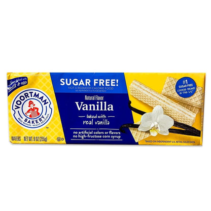 Voortman Sugar-Free Vanilla Wafer Cookies, 9 oz, 6-Pack Snack Boxes, Classic Vanilla Creme Wafers