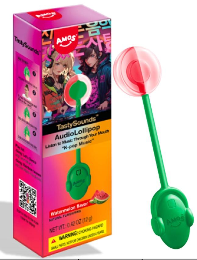Amos Sound-Enabled Sugar-Based Candy, Tasty KPOP Watermelon Lollipop (6 ct)