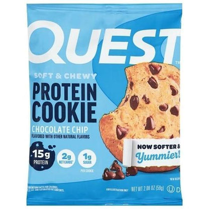 Quest Protein Cookie Chocolate Chip 2.08 oz 12 Count Soft Baked High Protein Cookies