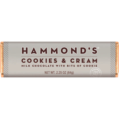 Hammonds Cookies and Cream Milk Chocolate Bars - 2.25oz, 12 Count, Chocolate Candy Bars with Cookie Bits