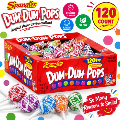 Spangler Dum Dums Lollipop Changemaker Tray 120 Count Assorted Flavors Candy Pops