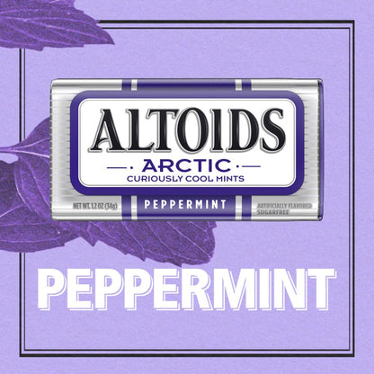 ALTOIDS Arctic Peppermint Breath Mints - 1.2oz, 8 Tins, Sugar-Free Portable Candy for Travel & Office, Mint Boiled & Hard Sweets for Cool Breath Freshening