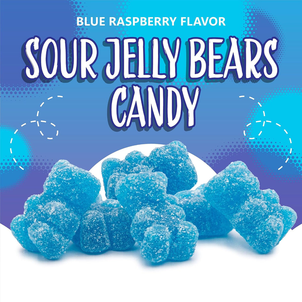 Clever Sour Blastin Blue Raspberry Gummy Fun Bears 6.6 lb  Sour Gummy Bears Candy | Bulk Chewy Candy for Parties & Candy Buffets