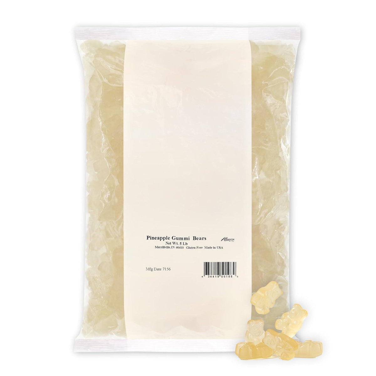 Albanese Soft Chewy Pineapple Gummies Bears, 5lb Bulk Bag, Tropical Fruit Bulk Candies