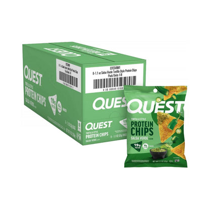 Quest Protein Chips Salsa Verde Tortilla 1.1 oz 8 Count High Protein Savory Chips