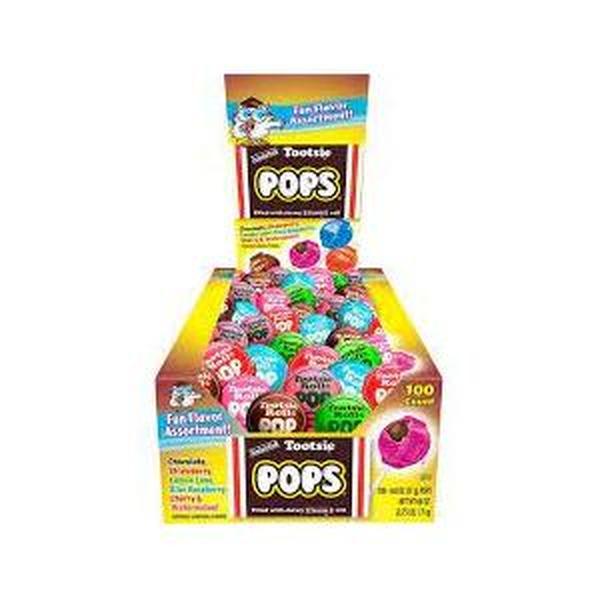 Tootsie Rolls Assorted Pops 100 Count  Fruity Lollipops with Chewy Tootsie Roll Center | Bulk Party Candy Treats