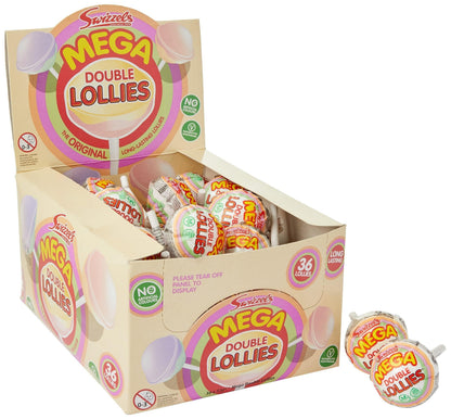 Swizzels UK Import Pure Sugar Double Lollies Lollipops, 32g, 36-Count Tray, Assorted Fruit Candy