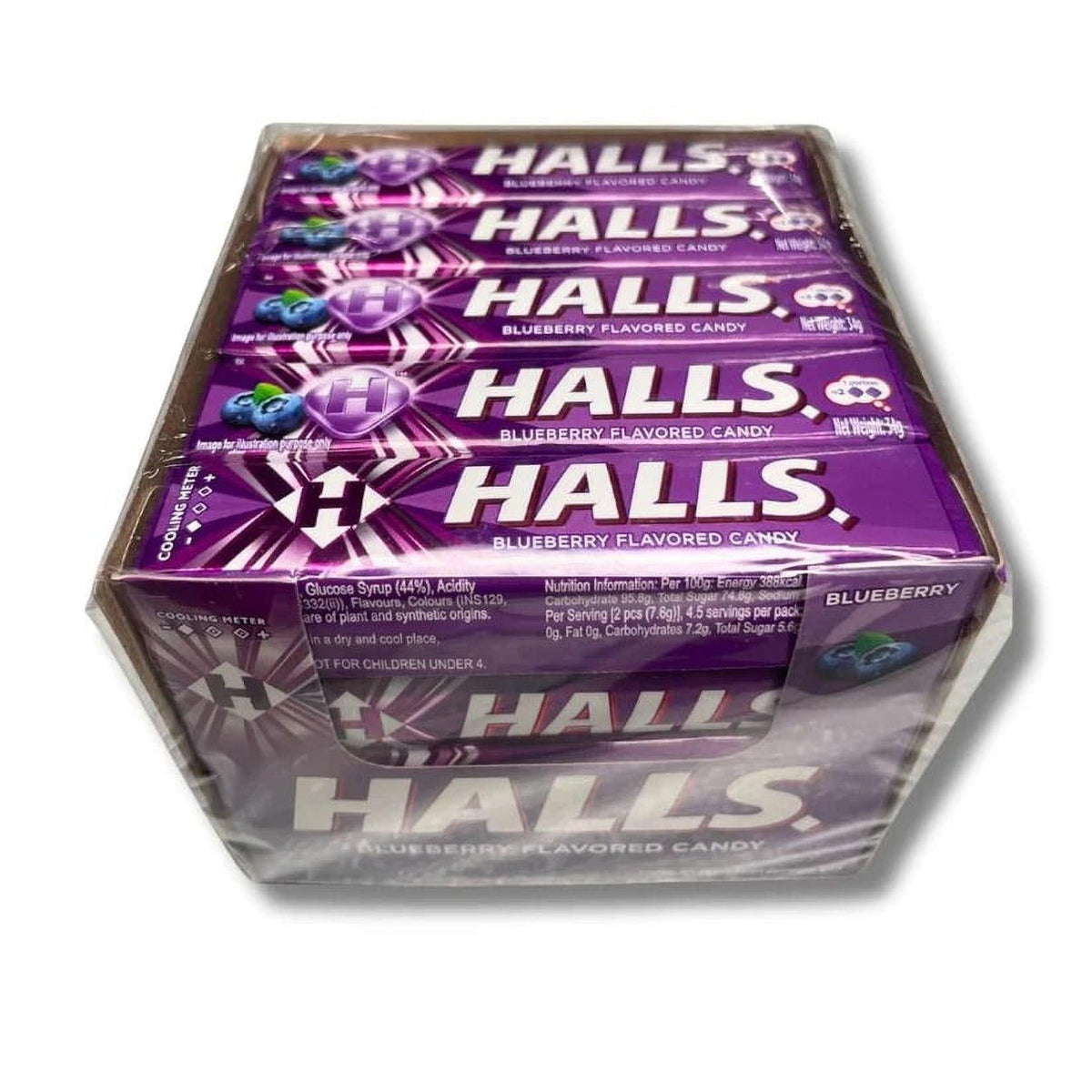 Halls Blueberry Cough Drops 20 Count Tray Import Blueberry Flavored Throat Drops