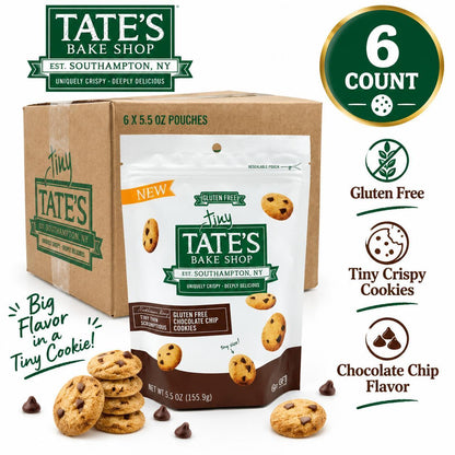 Tate's Bake Shop Tiny Tates Chocolate Chip Snack Cookies, 5.5 oz, 6-Count Mini Sweet Baked Treats