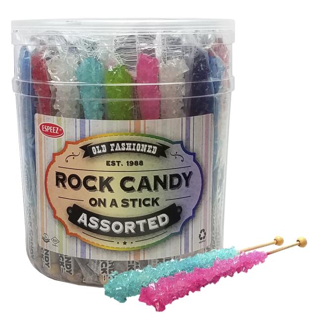 Espeez Assorted Rock Candy On a Stick, 6.5 in, 36-Count Jar