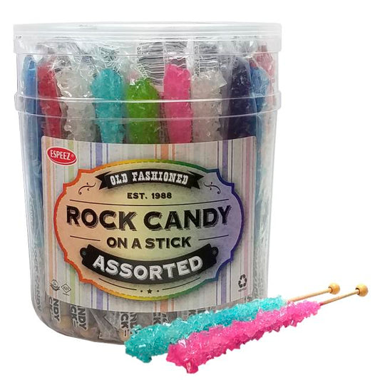 Espeez Assorted Rock Candy On a Stick, 6.5 in, 36-Count Jar